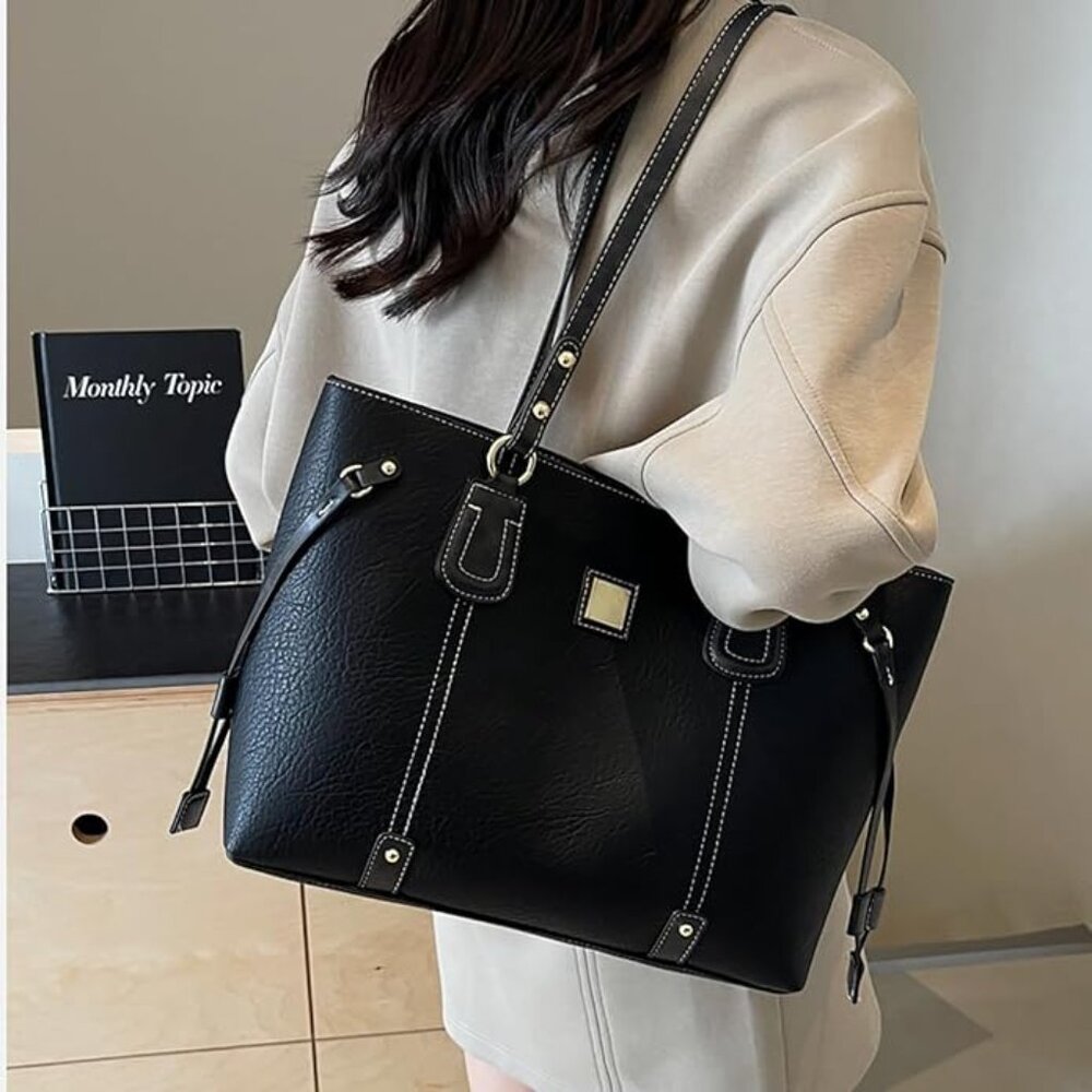 Tote Bag Zipper Shoulder Bags Vegan Leather Handbags Bag Faux Leather X004GBLI97 - Picture 6 of 6